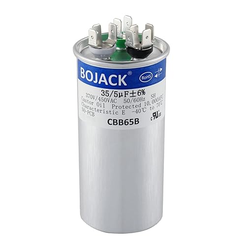BOJACK 35+5uF 35 5 MFD ±6% 370V/440V CBB65 Condensador de arranque circular de doble ejecución para funcionamiento del motor de CA o arranque del
