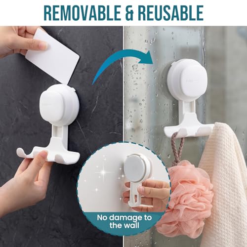 Image of TAILI Suction Cup Razor Holder for Shower 2 Pack, Upgraded Visible Safety Indicator, Rust-Resistant Bathroom Organizer, No-Drill Glass Shower Wall Hook for Towel, Loofah, Razor, Squeegee, Easy to Use