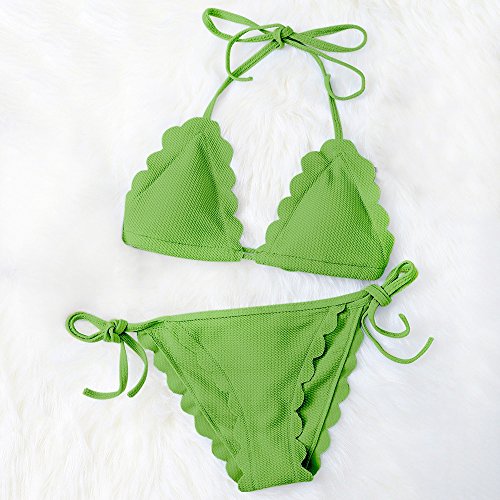 Hannea Scalloped String Bikini Swimwear Amazon.in Clothing & Accessories