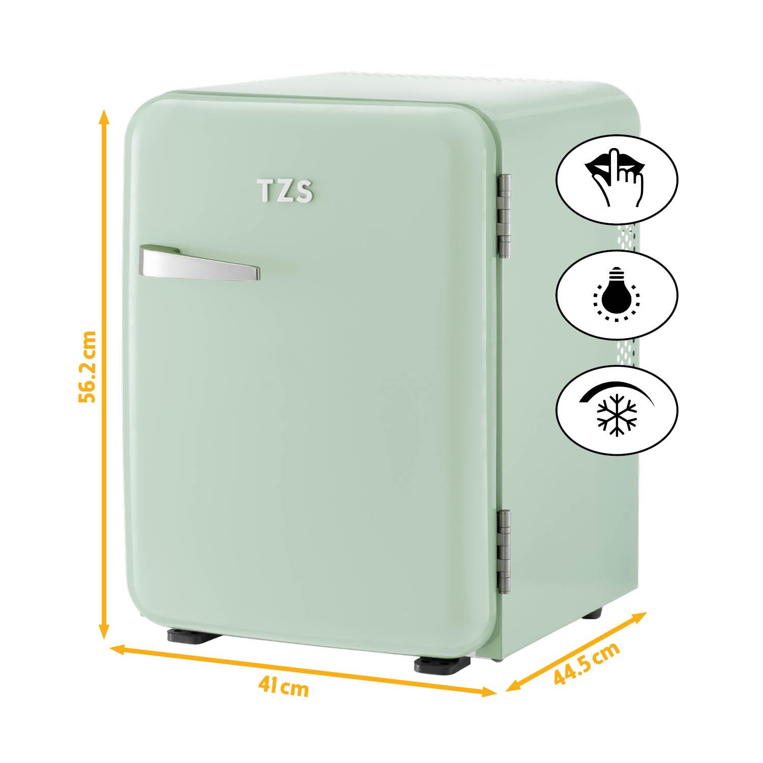 TZS First Austria - Retro Mini Fridge 40L - Silent Operation - Vintage Minibar for Bedrooms & Offices - Mint - 3