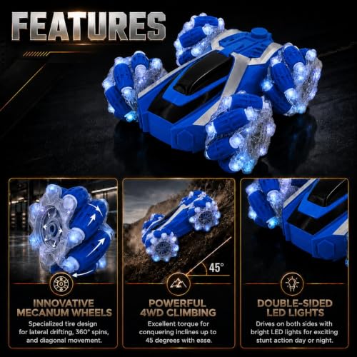 Image of Umadiya Remote Control Drift Stunt Car Toy 2.4GHz Flip Car with Mist Spray Smoke 360 Rotating for Kids Adults | High-Speed Tumbling Off Road | Rechargeable RC Car USB Type C Upto 60m Range