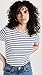 Vince Womens Striped S/S Crew Shirt, Gesso/Lt Marina, X-Small US