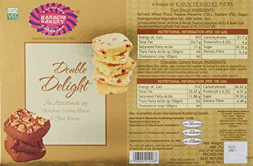 Image of Karachi Bakery Double Delight Fruit Biscuit with Chocolate Cashew, 400 g (Pack of 2)