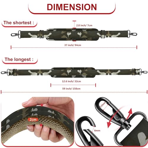 Image of ZINZ Shoulder Strap - 59 Inch Universal Heavy-duty Adjustable Strap with Ultra-thick Fixed Breathable Pad for Laptop, Gym, Camera Bag and More -Camouflage green