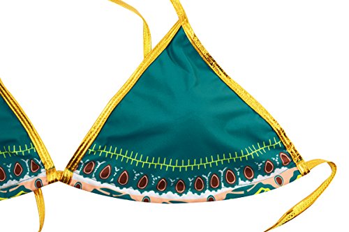 Zando Women Tribal Print Bikini African Metallic Swimsuit Two Piece Beachwear Cutout Halter Neck Bathing Suit Swimwear4