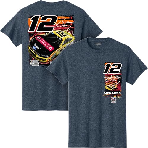 Classic Ink USA Ryan Blaney #12 NASCAR 2026 Car Scheme 2 Sided Car T-Shirt (US Alpha Large Regular Regular) Gray