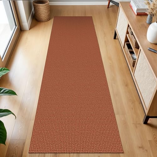 KOZYFLY Runners for Hallways 2x7 ft Washable Kitchen Runner Non Slip Rubber Backed Hall Runners Cotton Entryway Runner Rugs Floor Carpet for Indoor Backdoor Bedroom Kitchen, Orange/Tan
