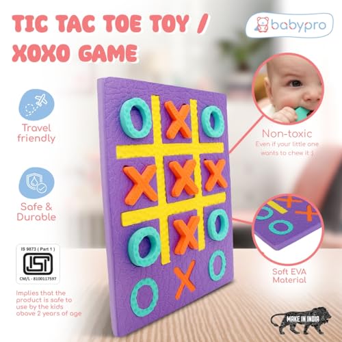 Image of BabyPro Tic Tac Toe Toy, XOXO for Learning, Toys for 3+ Year Old, Skill Toy, Birthday Gifts for Boys & Girls, Cross and Zero, Ready to Play, Safe & Non-Toxic