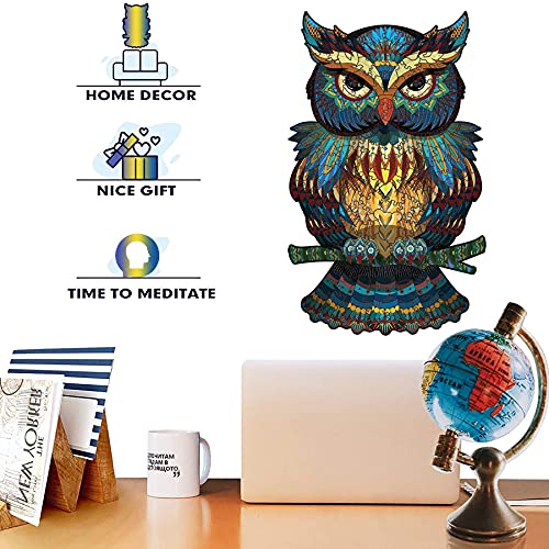 Gudoqi Wooden Puzzles For Adults, Owl Puzzle- Unique Shape Animal Wood Puzzle, Fun Challenging Wooden Jigsaw Puzzles Gifts, Perfect Family Game (6.3 X 10.3 Inch, 100 Pieces) #TOP3