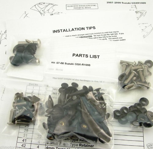 Suzuki GSX-R1000 07-08 Motorcycle Fairing Bolt Kit, Complete Screws kit GSXR 1000 2007-2008