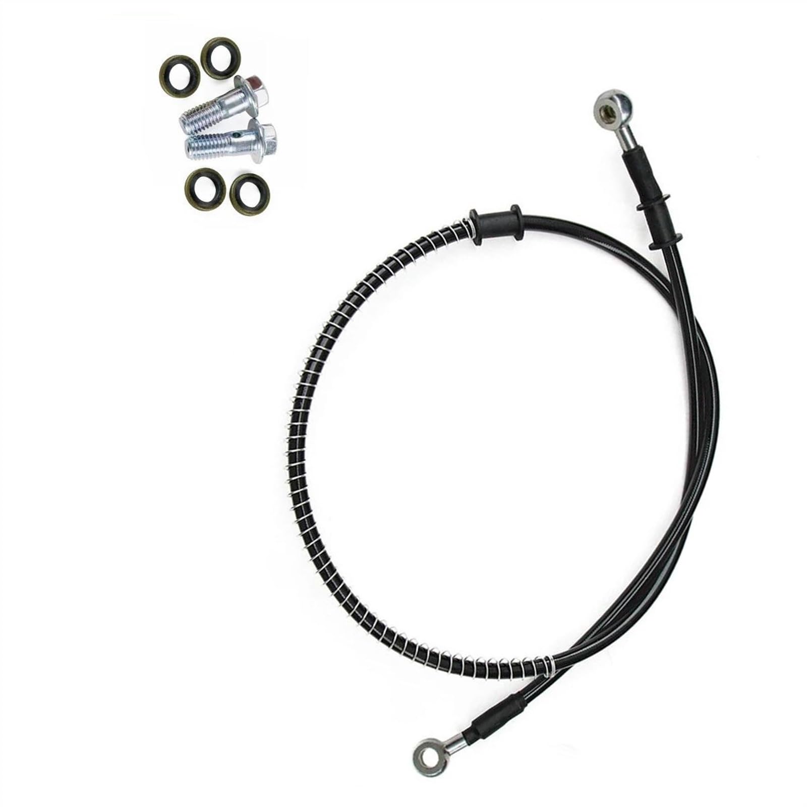 Ksxzw One Color Motorbike Part Motorcycle Braided Steel Hydraulic Brake Line Clutch Oil Hose Tube Pipe 400Mm-2300Mm M8 90° 28°(2200Mm)