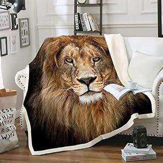 3D Lion Blankets and Throws Safari Print Fleece Blankets Kids Boys Teens 3D Wild Animal Pattern Blanket for Adults Wildlife Style Throw Blanketfor Couch Bed Sofa Sherpa Blanket Baby 30"x40"
