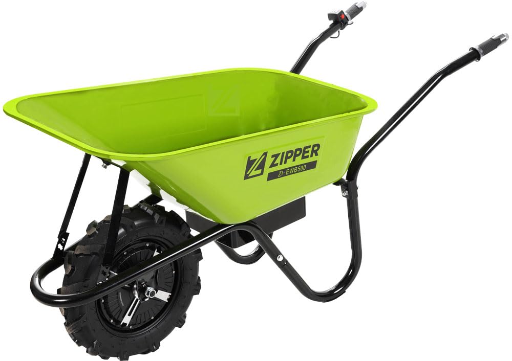 Zipper Green Ewb500 Electric Wheel Barrow 24V 500W Motor Max 75L 150Kg - 8Hr Run Time