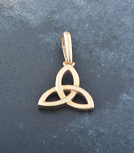 14K Solid Yellow Gold Womens Small Celtic Triquetra Charm Pendant Ladies Dainty Triquetra Knot Pendant2