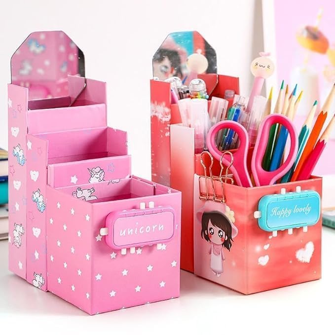 TIUDTOY Plastic Kids Space Pencil Box, Card Style Password Lock Pencil Case, Multi-Layer (Card Passwrd Pencil Box) Multicolour 2