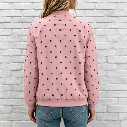 MaMiDay Women's Polka Dot Bomber Jacket Zip Up with Pockets - image 7