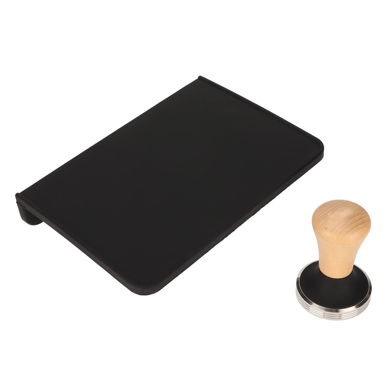 Juego de Manipulación de café de Madera con Tapete de Silicona Diseñado para Baristas Principiantes Materiales de Primera Calidad Duraderos y Fáciles de Limpiar 8,5 X 6,0 Pulgadas