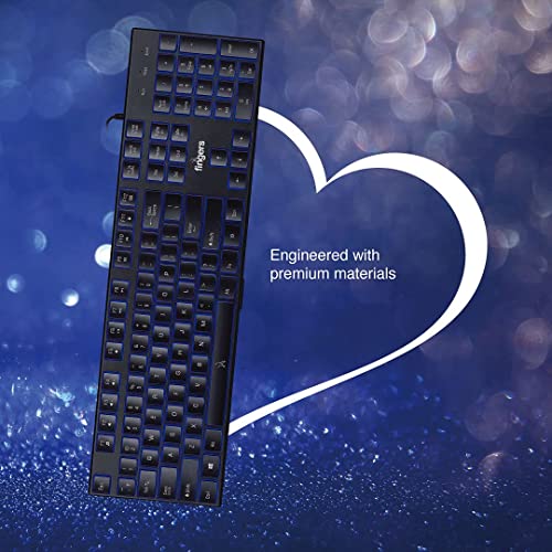 Image of FINGERS Gleaming BlueLit Wired Backlit Keyboard Spill Resistant | 3 Levels of Brightness | Works Well with Windows | Mac | Linux