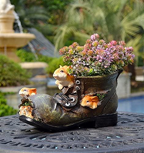 Jambala Resina Conejo Zapatos Plantas Flower Flower Decoración Patio Outdoor Patio Dibujos Animados Fleshy Flower Pot Balcony Decoración para Potes Cover