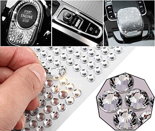 Yeapop Bling Bling Car Sticker, 3 Sheets 3078 Pcs in Total, Skin-Friendly Self-Adhesive Stickers with Sparkling Crystal Rhinestones for DIY Bling Car Interiors, Suitable for Decorating Various Bling Car Accessories for Women and Girls.