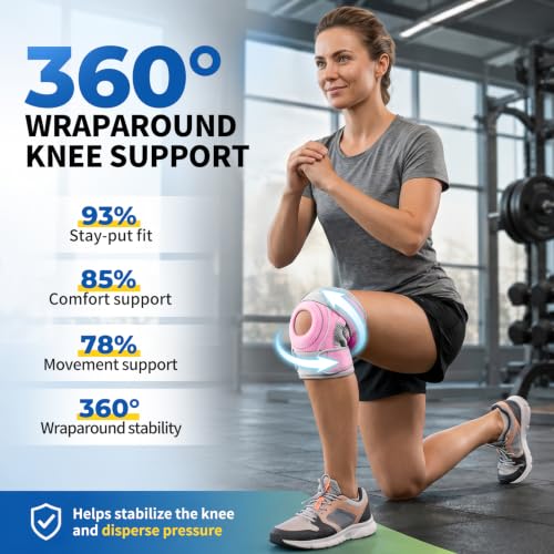 Image of CAMBIVO Knee Brace with Stabilizers, Gel Pad & Open Patella for Men & Women | Open Patella Stabilizer for Arthritis, Meniscus & ACL MCL Relief. Adjustable Compression for Running & Sports Recovery