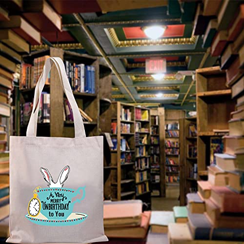 Bolso tipo tote Princess de BDPWSS con frase 'A Very Merry Unbirthday To You', para mujeres, ideal como regalo temático de cuentos y libros miniatura 7