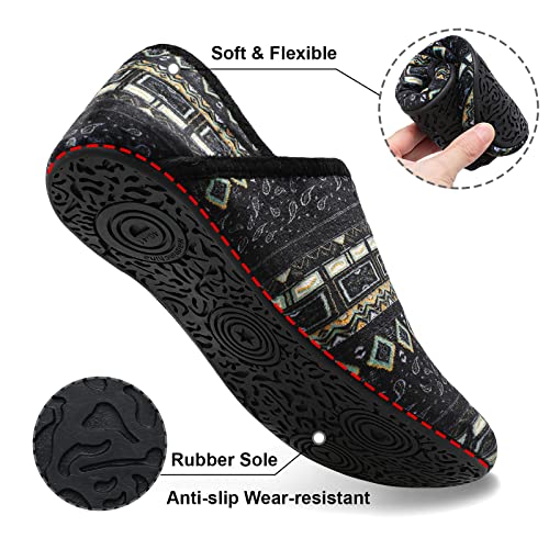 Image of Fires Womens Mens Slippers with Rubber Sole Soft-Lightweight House Slipper Socks Around House Shoes Non Slip Indoor /Outdoor