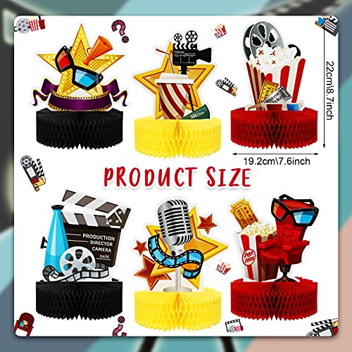 Sumind 6 Pieces Movie Night Decorations Party Honeycomb Centerpiece Party Decoration Movie Theme Cakes Table Topper Large Word Paper Centerpiece Sign For 3D Table Decoration, 8.7 X 7.5 Inch #TOP1