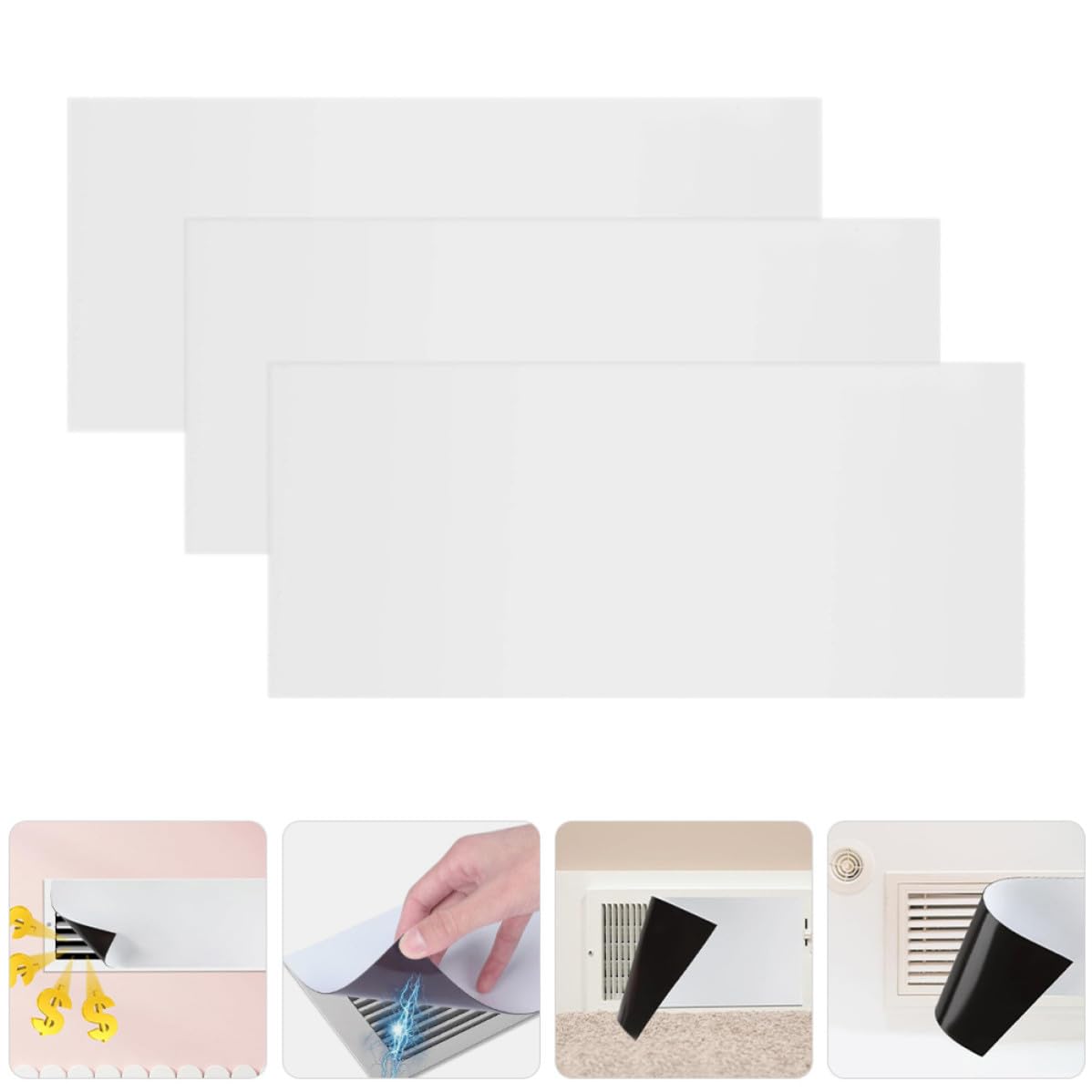 3 Piezas Cubierta de Ventilación Magnética de Pvc Blanco