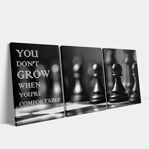 KAWAHONE Motivational Wall Art, 12x16inx3pcs, Canvas with Wooden Frame, Minimalist Style, Office, Living Room, Bedroom Decor