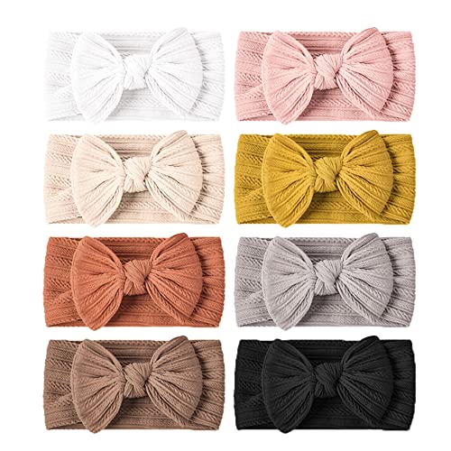 Image of Niceye Handmade Baby Headbands Soft Stretchy Nylon Hair Bands with Bows for Newborn Infant Baby Toddler Girls- Pack of 6