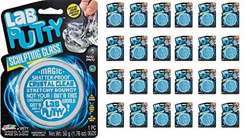 JA-RU Lab Putty Clear Slime Fidget Putty with Tin Case (12 Units) Sensory for Kids. Non Sticky Slime Party Favors for Kids. Stress Relief Anger Management Toys. 9577-12p