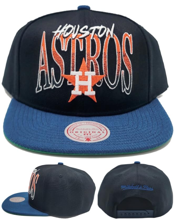 Casquette snapback Houston Astros Mitchell & Ness Double Rise Up Cooperstown retro noir bleu