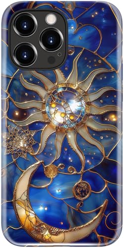 Coque iPhone 14 Pro mignonne silicone fine esthétique bleu roi lune soleil fille