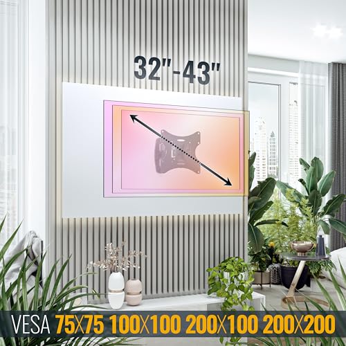 RICOO TV Wandhalterung Schwenkbar Fernseher Halterung für 32-43 Zoll Schwenkarm Fernsehhalterung für Wand S2522 Wand-Halter Neigbar Flach OLED Curved Fernseh-Arm bis 15 Kg & VESA 200 x 200 mm – Bild 6
