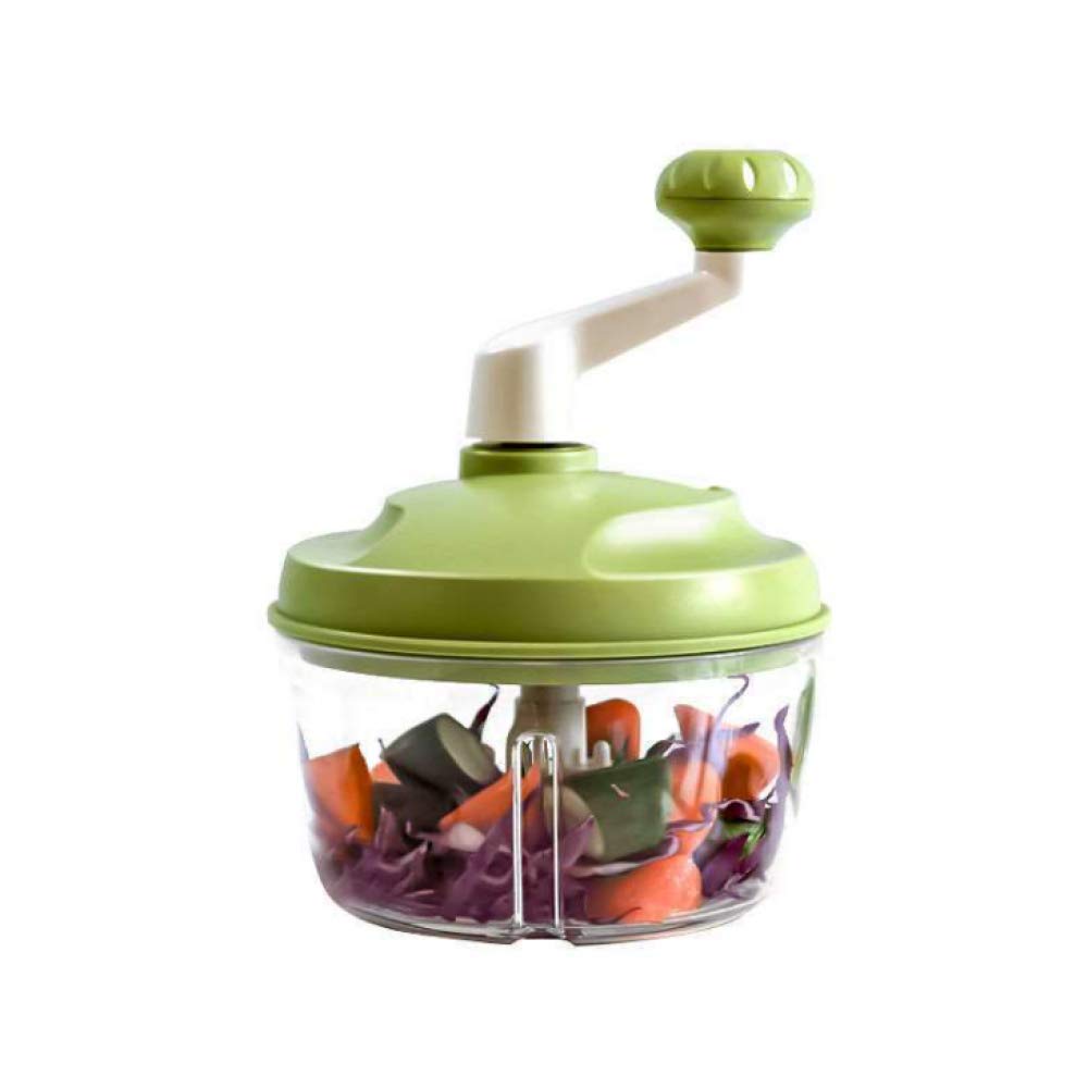 Cortador de cebolla de seguridad, cortador de cebolla cortador de verduras con 3 cuchillas, manual de cocina, picador múltiple, picador de cebolla, mezcla para carne, ajo, fruta, multifuncional, verde