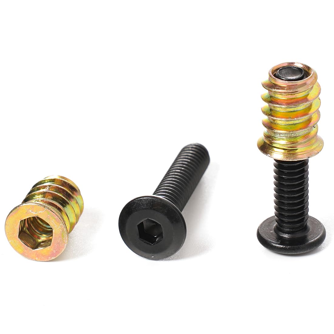 Performore 50 Pcs 1/4-20 X 15mm Furniture Screws Threaded With Hex Socket, Zinc Plated With One Allen Wrench