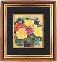 Amazon.co.jp: 田川勤次『バラ』油彩画 静物画 薔薇 黄色い花