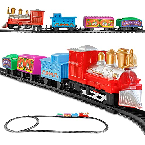 MOONTOY Elektro-Zugset Für Kinder - 37-teilige Magnetbahn Mit Licht & Zubehör | Kreatives Spielzeug Ab 3 Jahren