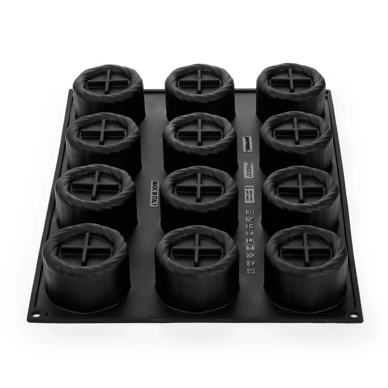 Pavoni Pavoflex - Molde de silicona Panier PX43127, 12 porciones individuales, efecto cesta, mousse semifríos, pasteles modernos, horno y congelador -40 °C/+ 280 °C, antiadherente, fabricado en Italia