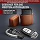 EXEEP® Keyless Go Schutz Autoschlüssel - TÜV geprüft - Zuverlässige Funkschlüssel Abschirmung - RFID Blocker Schlüsseletui Echt-Leder - Auto Diebstahlschutz Box - Designed in Germany - Braun