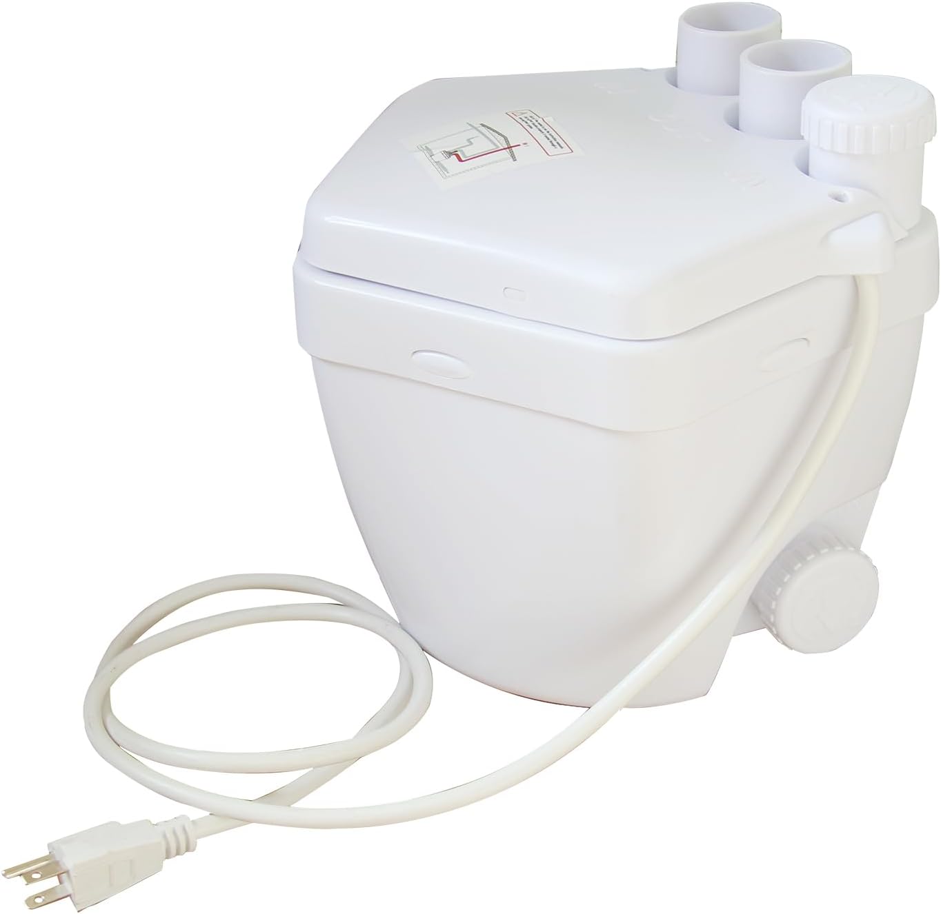 WinZo 250W Sewage Kitchen Pump Utility Laundry Pump Under Vanity For Basement, 4 Inlets Laundry,Shower,Bathroom Low Water Pressure Area Space Saving,White