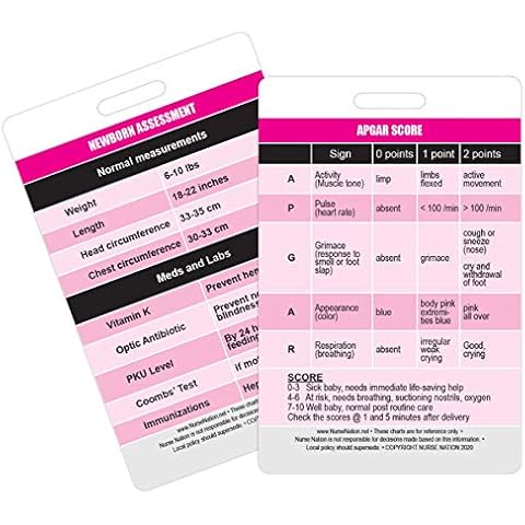 APGAR Score Reference and Newborn Assessment Vertical Badge Card - Excellent Resource for Nurses, Nursing Clinicals, and RN Students - Great Nursing School Supplies and Accessories Cover