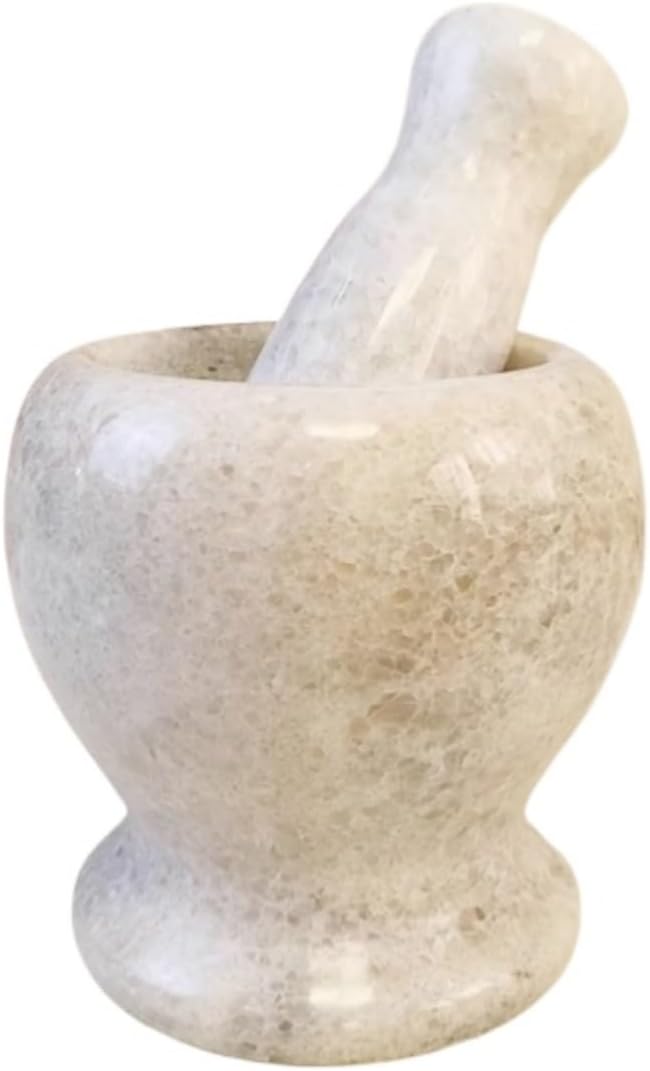 Mortar and Pestle Garlic Pounding Hammer Stone Mortar Press Manual Grinder Home Kitchen Pestle Set Kitchen Set(White)