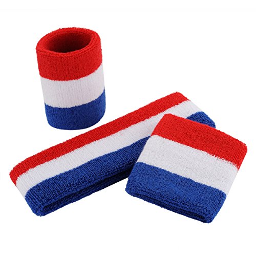 ONUPGO Sweatband Set Sports Headband Wristband Set Sweatbands Terry Cloth Wristband Wrist Sweatband Headbands Moisture Wicking Sweat Absorbing Head Band - Image 3