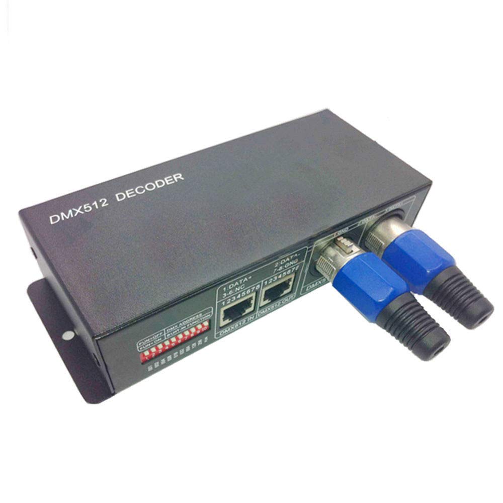 DMX Decoder, 3 canali DMX 512 Decoder DC12 V-24 V RGBW LED Controller DMX512 decodificatore per controllo professionale della luce con spina maschio e femmina
