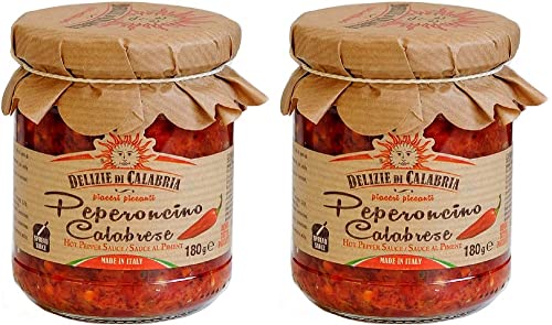 Salsa Picante de Chile Italiana (2 x 180g) Hecho con Peperoncino de Calabria | Delizie di Calabria