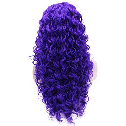 Purple Curly Lace Front Synthetic Hair Purple Wig Celebrity Natural Stylish Wig Curly At Mxangel