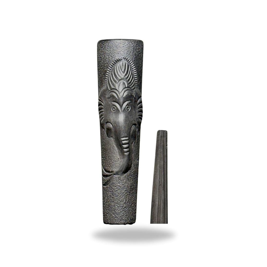 OutonTrip Handmade 4-Inch Black Clay Ganesha Chillum | Artisan Craftsmanship & Sacred Detailing