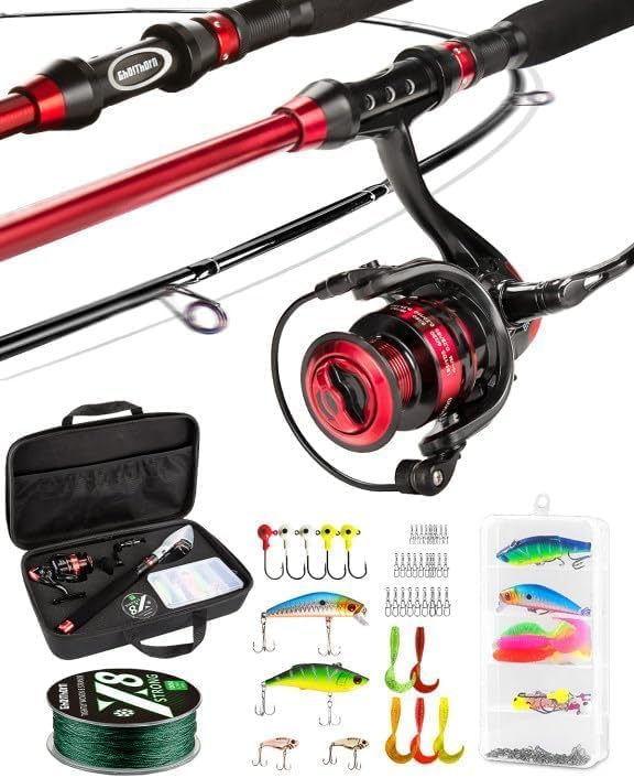 ghosthorn fishing rod&reel combo telescopic pole kit fishing gear starter compact, carrier bag for freshwater saltwater gifts for men women 1.8m fishing rod and reel combo
